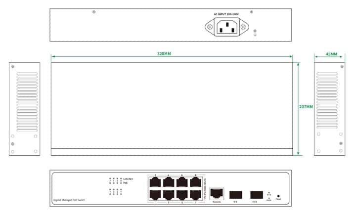ernitec-switches-10-port-gigabit-poe-switch-8x-poe-150w image 2