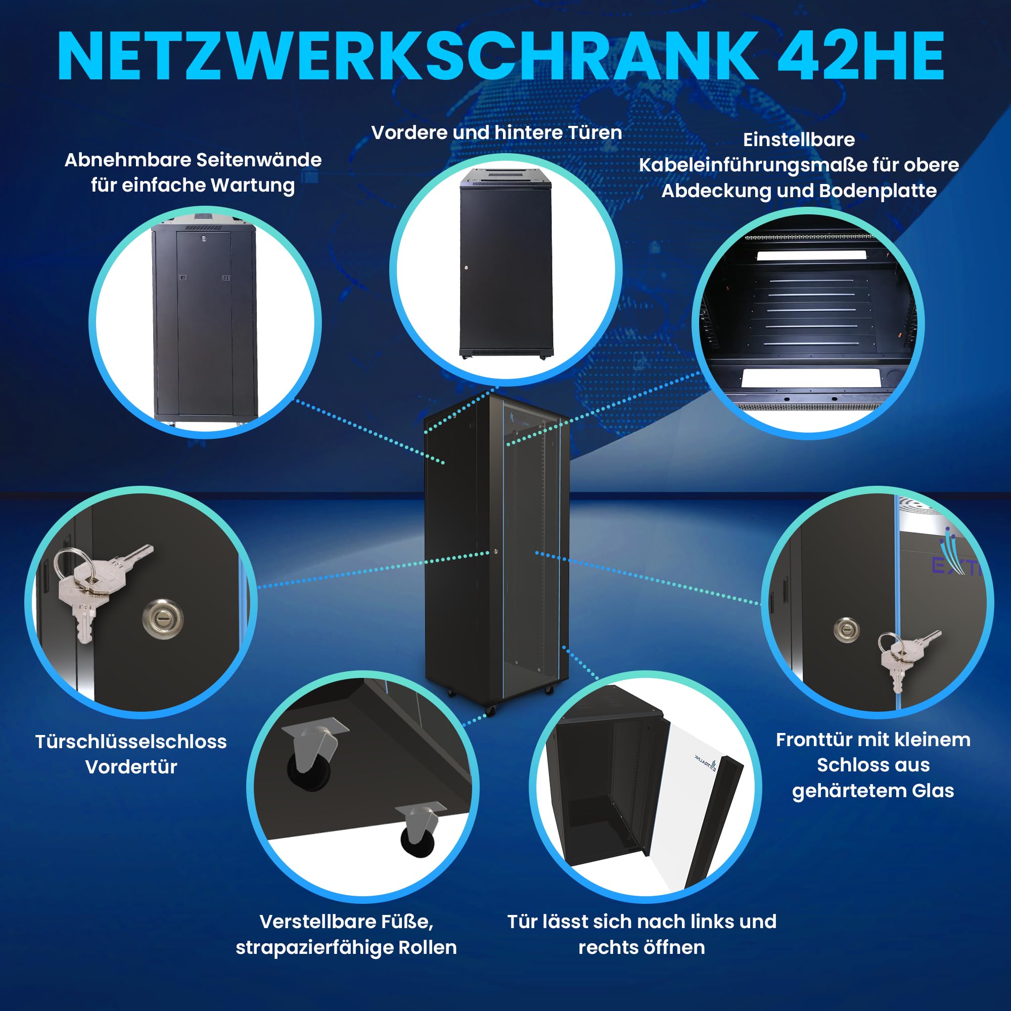extralink-42he-netzwerkschrank-19-zoll-600x800-schwarz-glas image 5