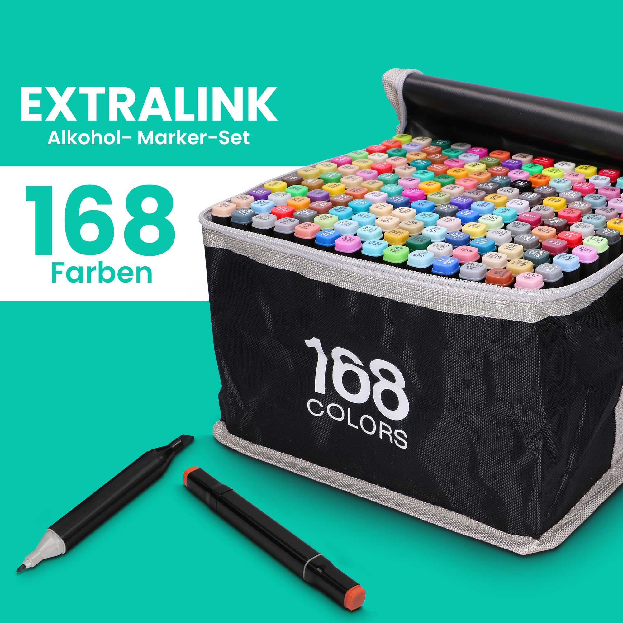 extralink-alkoholmarker-168-st-ck-doppelseitige-filzstifte-set image 2
