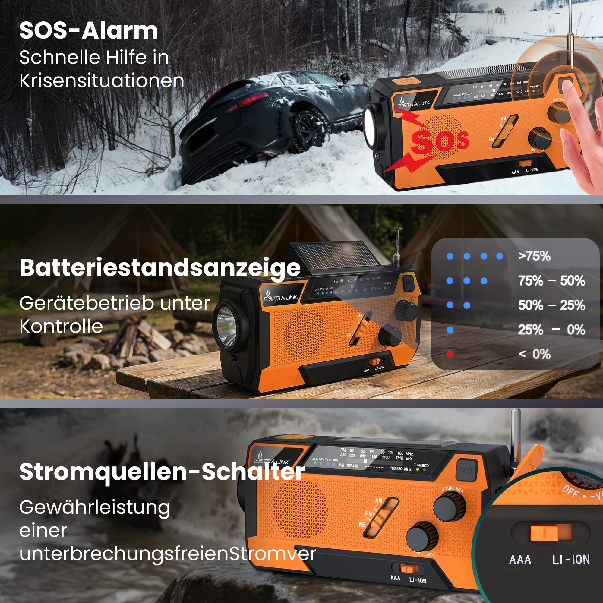 extralink-kurbelradio-notfallradio-solar-fm-am-4000mah image 6