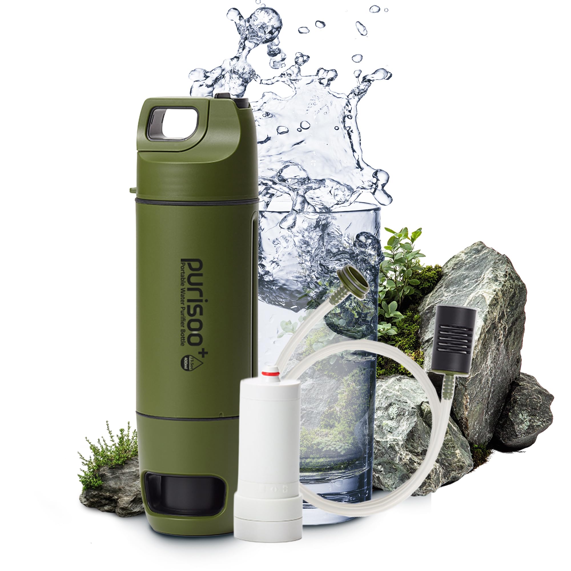 extralink-purisoo-wasserfilter-flasche-400ml-gr-n-pumpe image 1