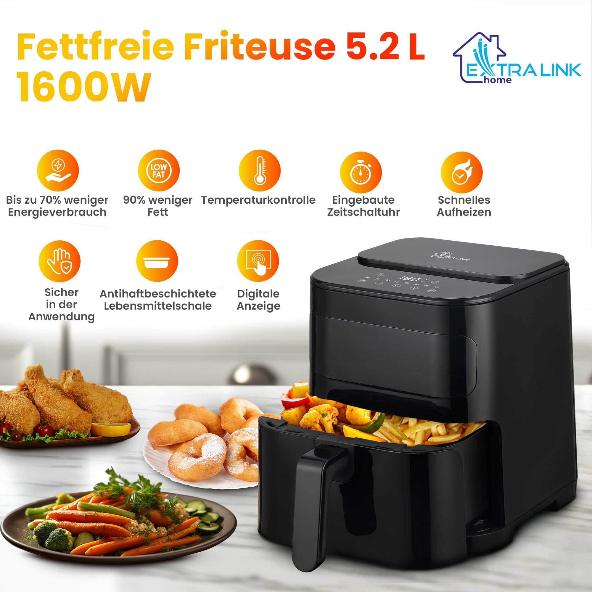 extralink-heissluftfritteuse-5-2l-1600w-airfryer-touch image 2