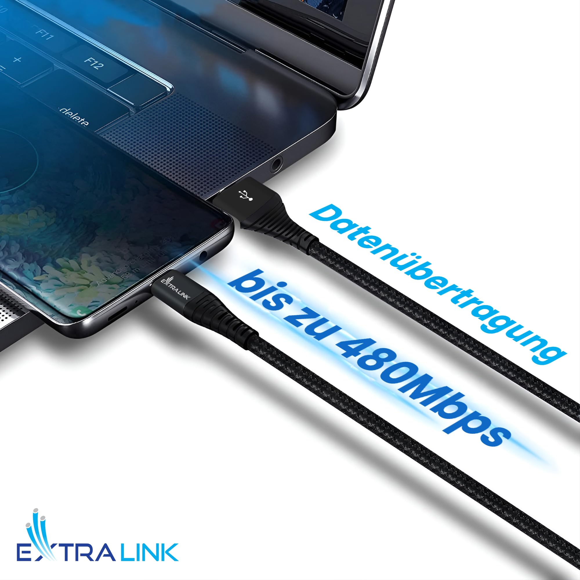 extralink-usb-a-auf-usb-c-kabel-15w-1-2m-nylon image 2