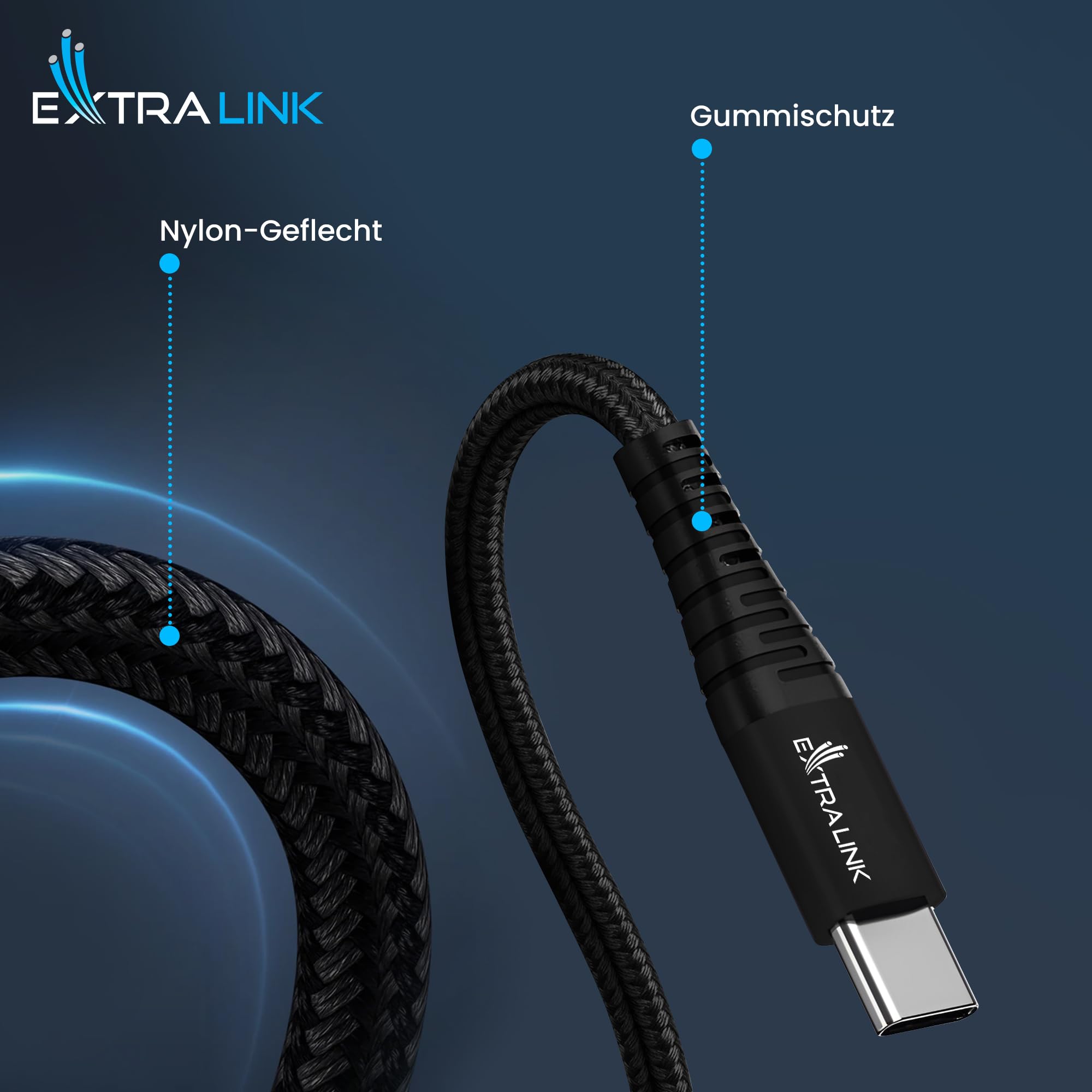 extralink-usb-a-auf-usb-c-kabel-15w-1-2m-nylon image 5