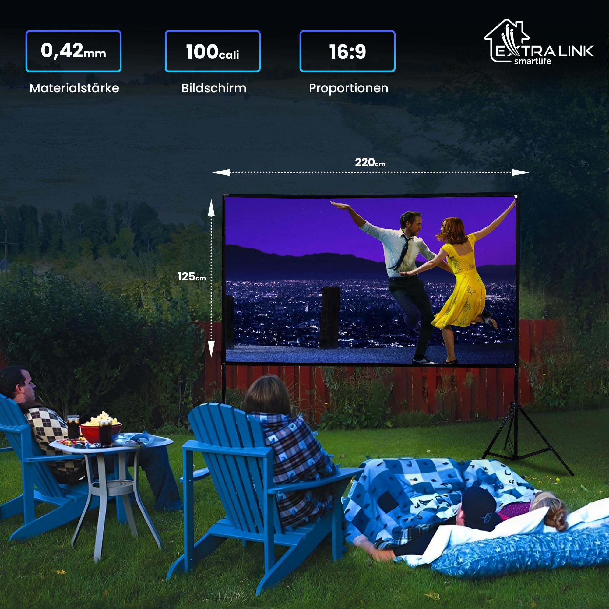 extralink-zasilanie-beamer-leinwand-100-zoll-stativ-16-9 image 3
