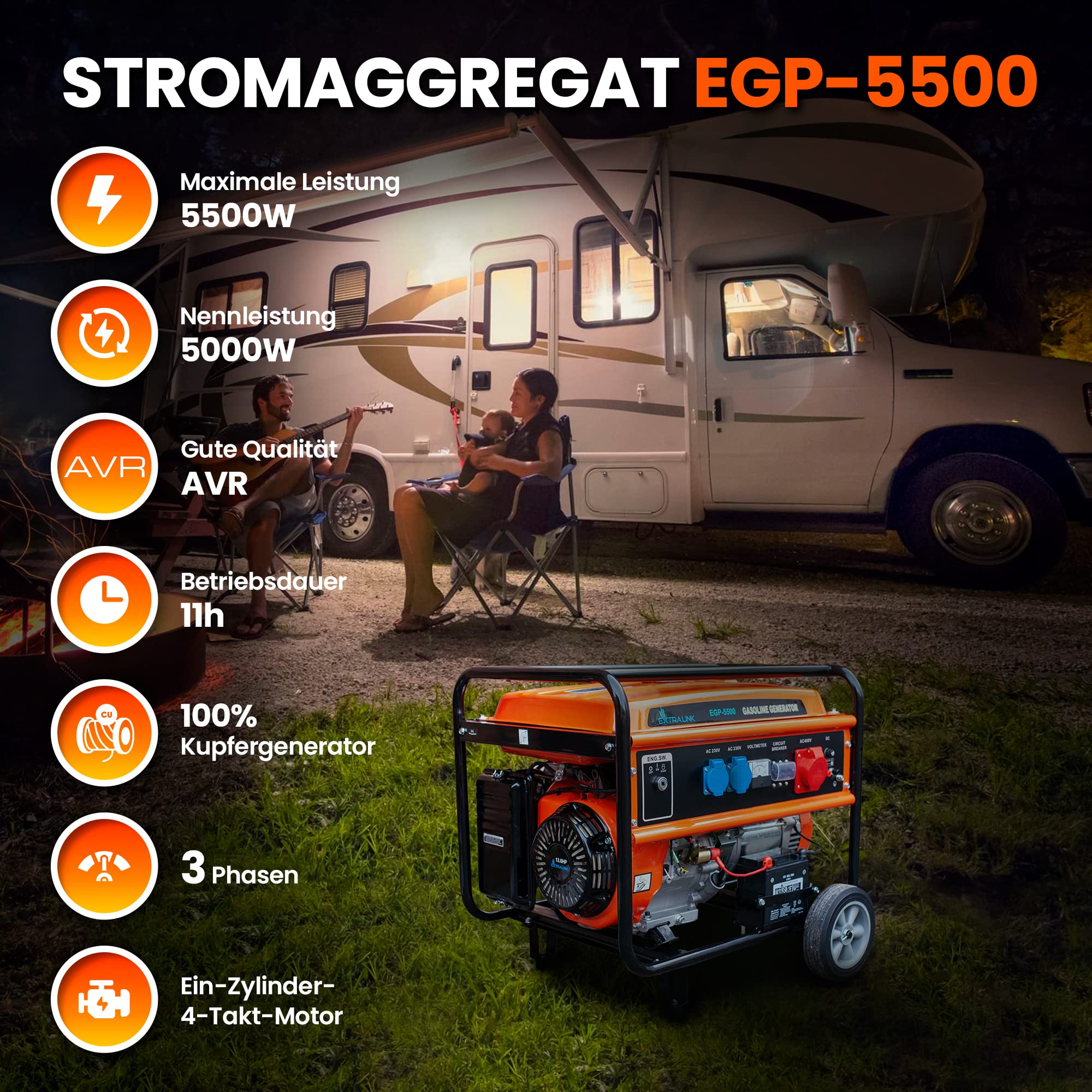 extralink-egp-5500-stromerzeuger-5500w-benzin-elektrostart image 3