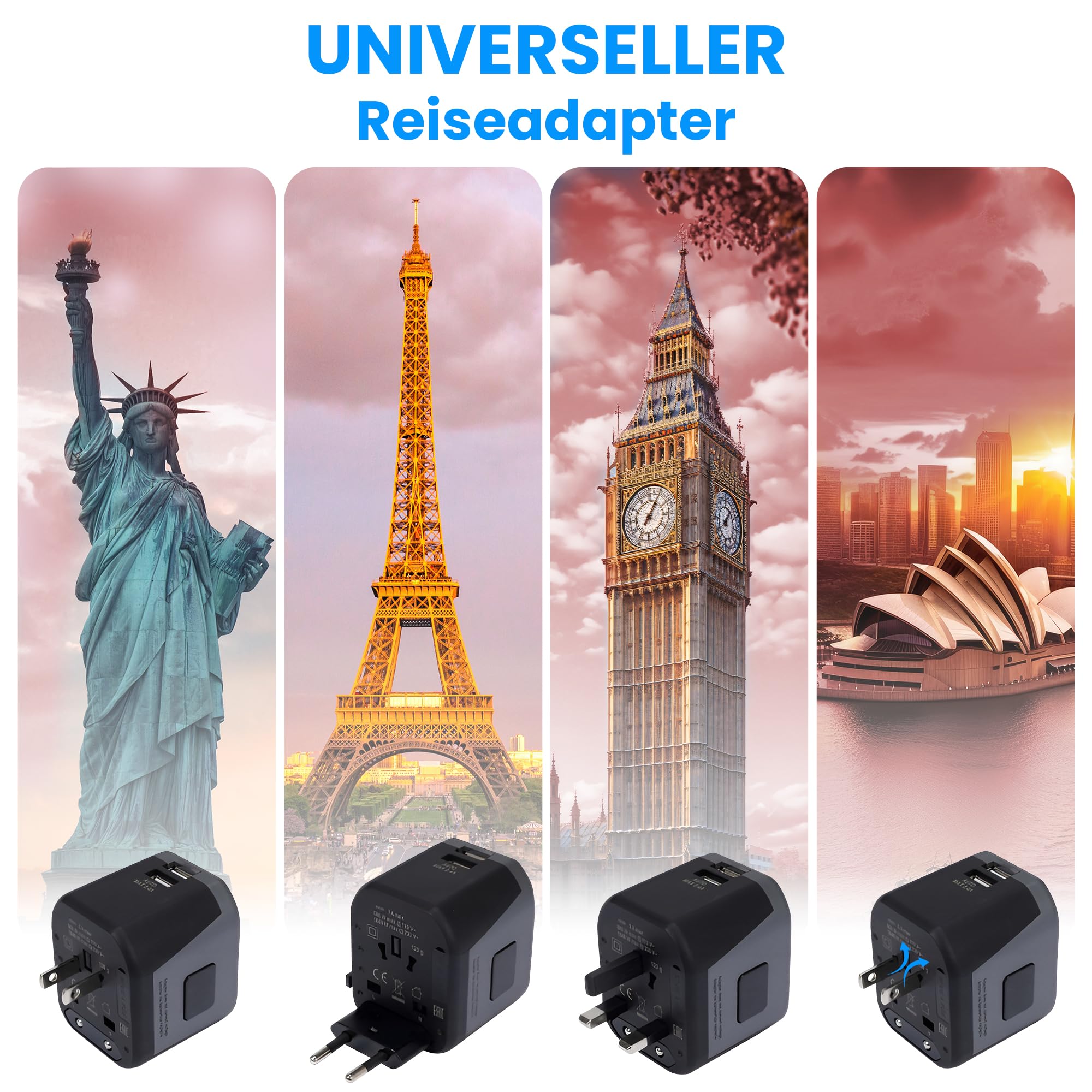 extralink-reiseadapter-weltweit-usb-c-usb-a-150-l-nder image 7