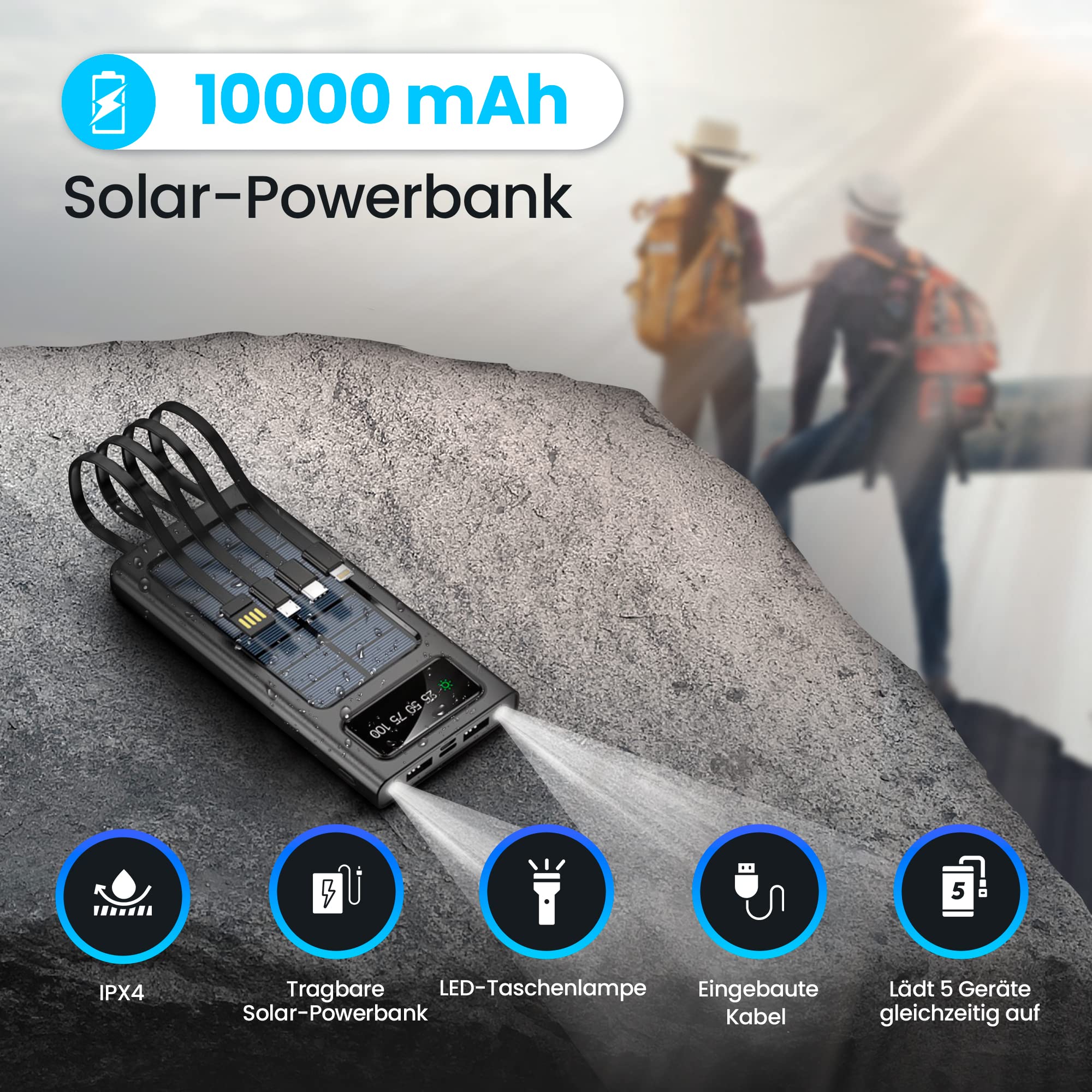 extralink-epb-091-solar-powerbank-10000mah-mit-4-kabeln-outdoor image 2