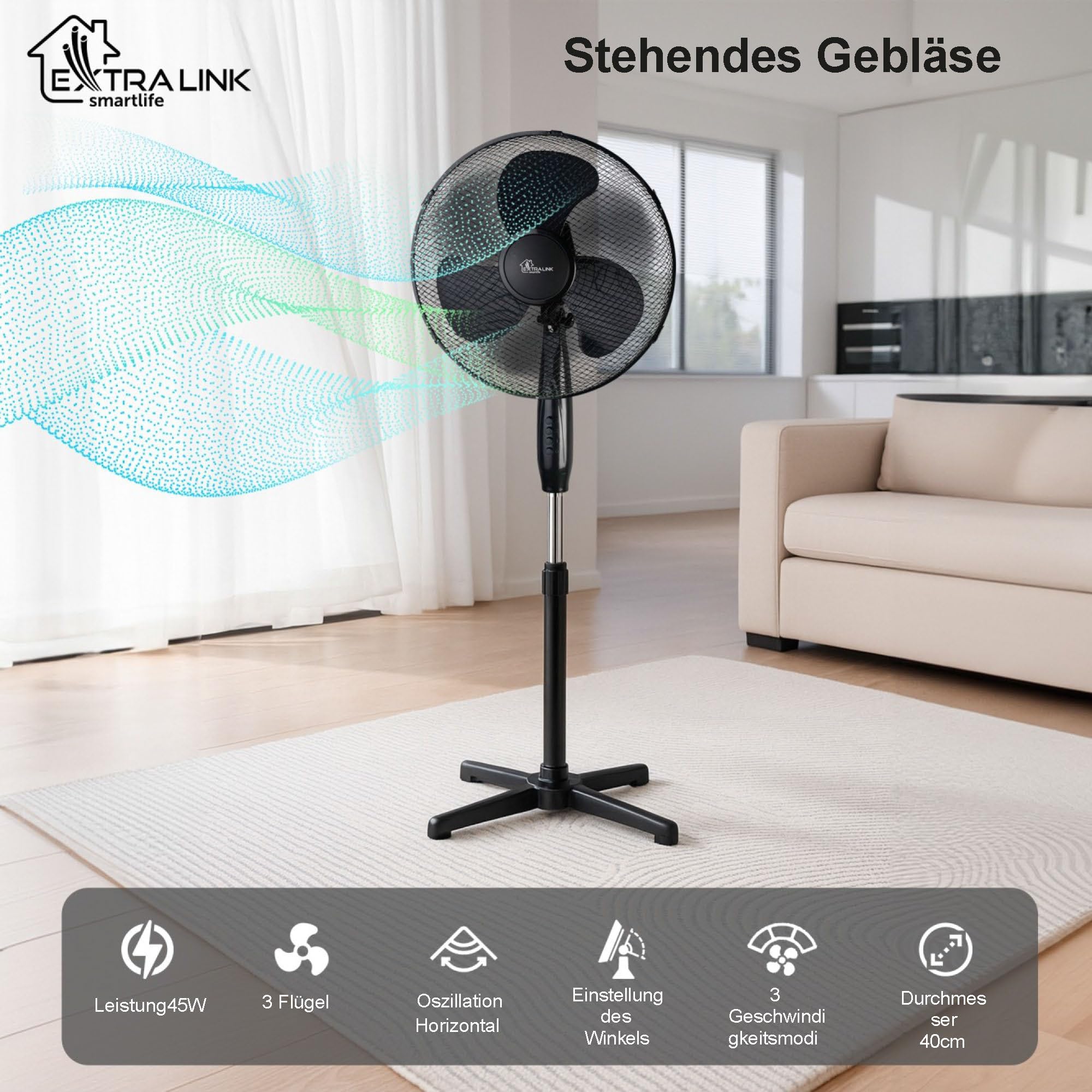 extralink-bryza-standventilator-40cm-schwarz-45w-3-stufen image 4