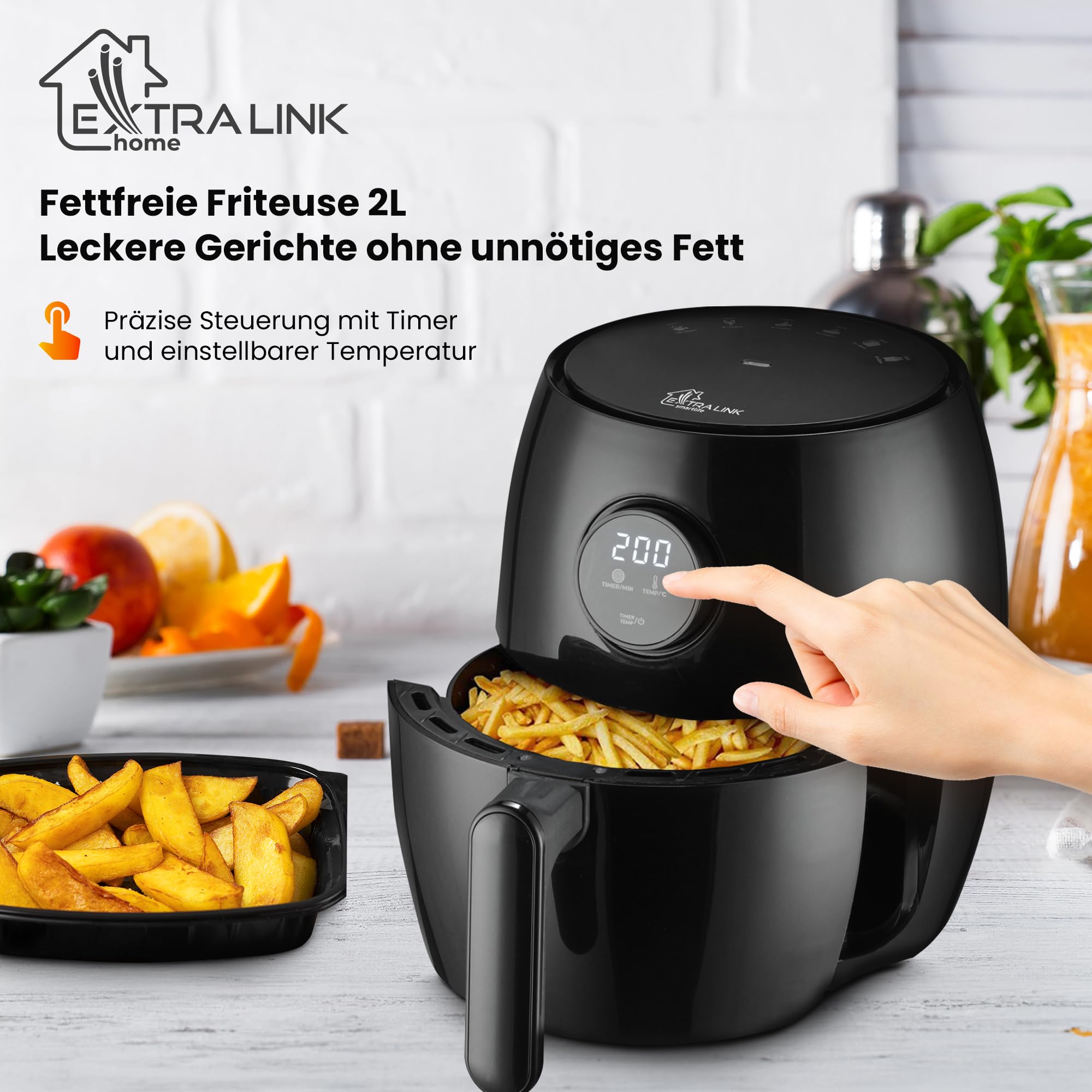 extralink-sj-200-hei-luftfritteuse-2l-1000w-lfrei image 2