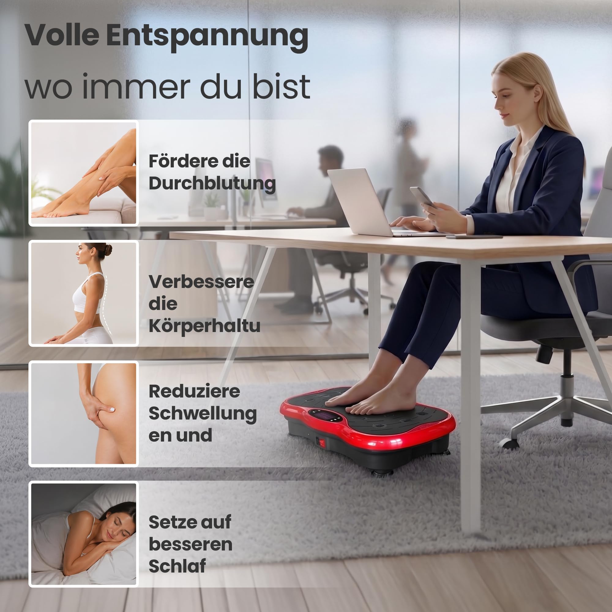 extralink-vibrationsplatte-rot-bluetooth-99-stufen-fitness image 2