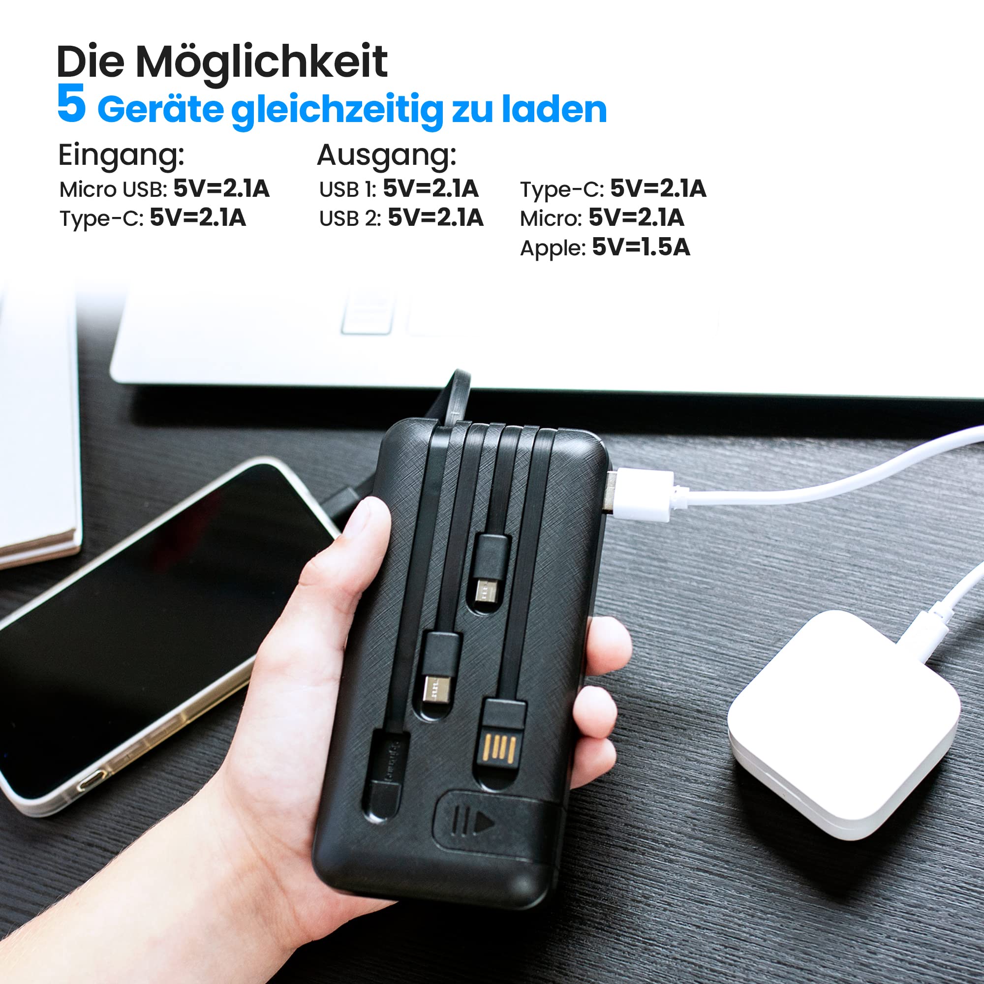 extralink-epb-083-powerbank-10000mah-mit-kabel-schwarz image 2