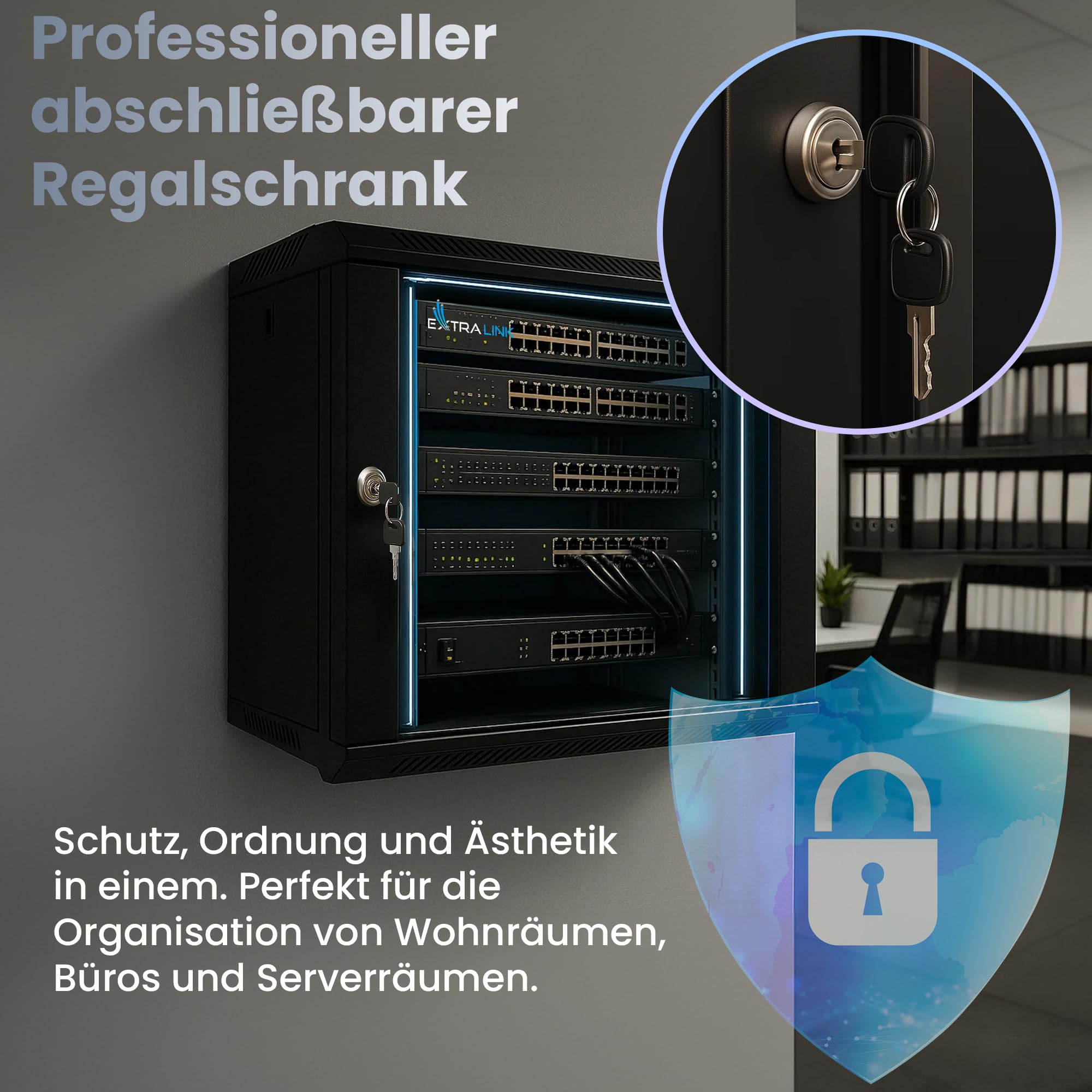 extralink-9u-netzwerkschrank-19-zoll-400mm-schwarz-mit-regal image 4