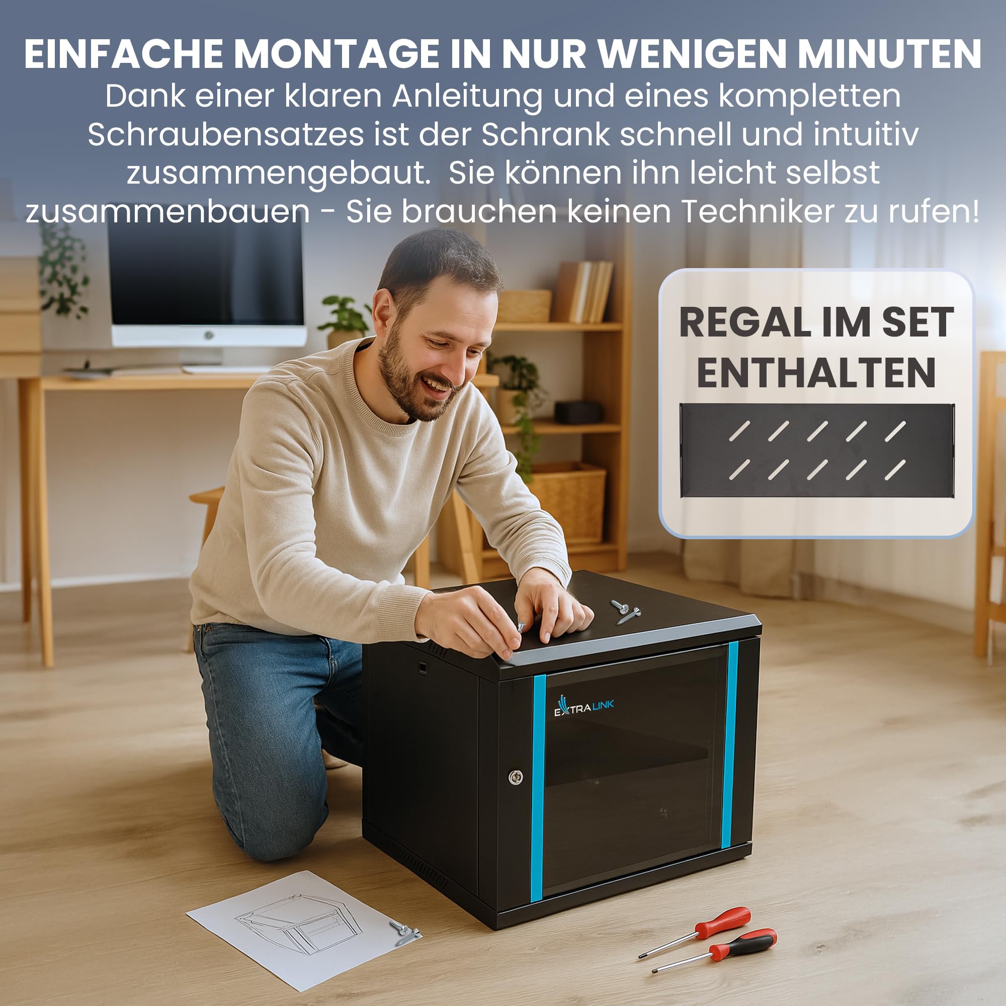 extralink-9u-netzwerkschrank-19-zoll-400mm-schwarz-mit-regal image 5