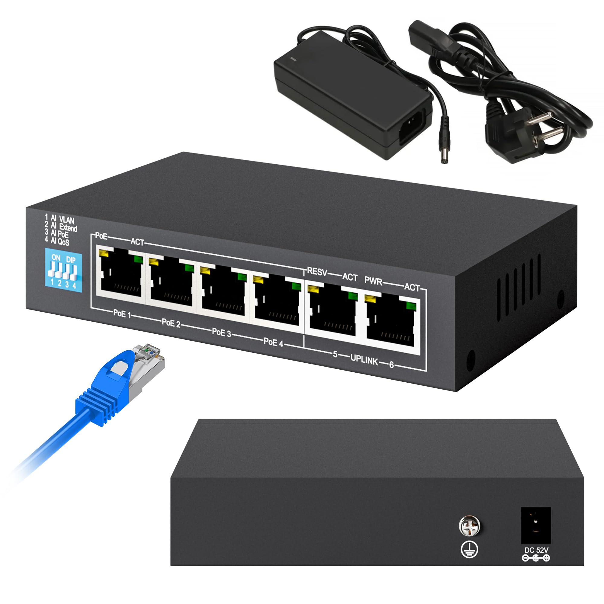 extralink-krios-poe-switch-6-port-60w-gigabit-poe image 1