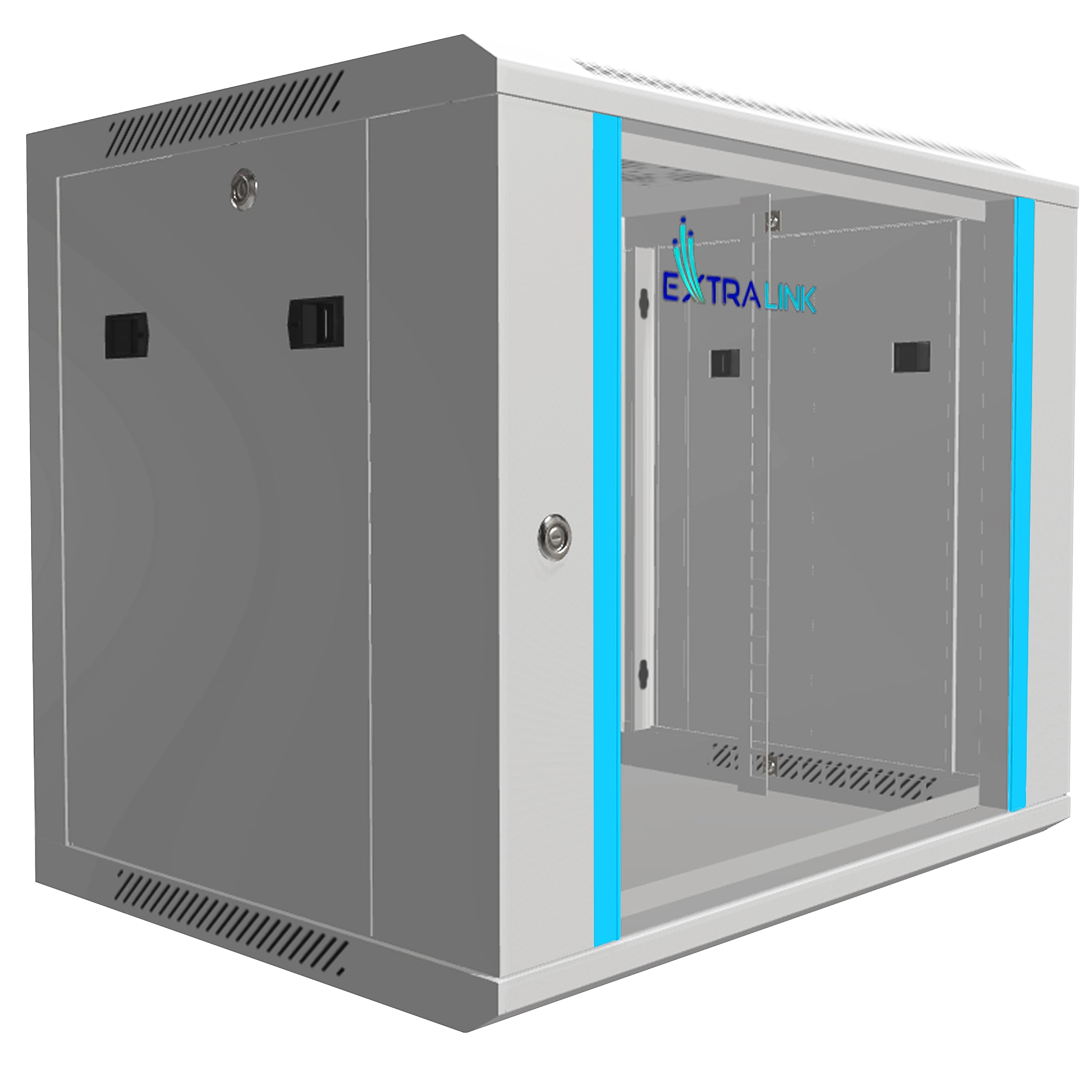 extralink-9he-netzwerkschrank-19-zoll-450mm-grau-glast-r image 1