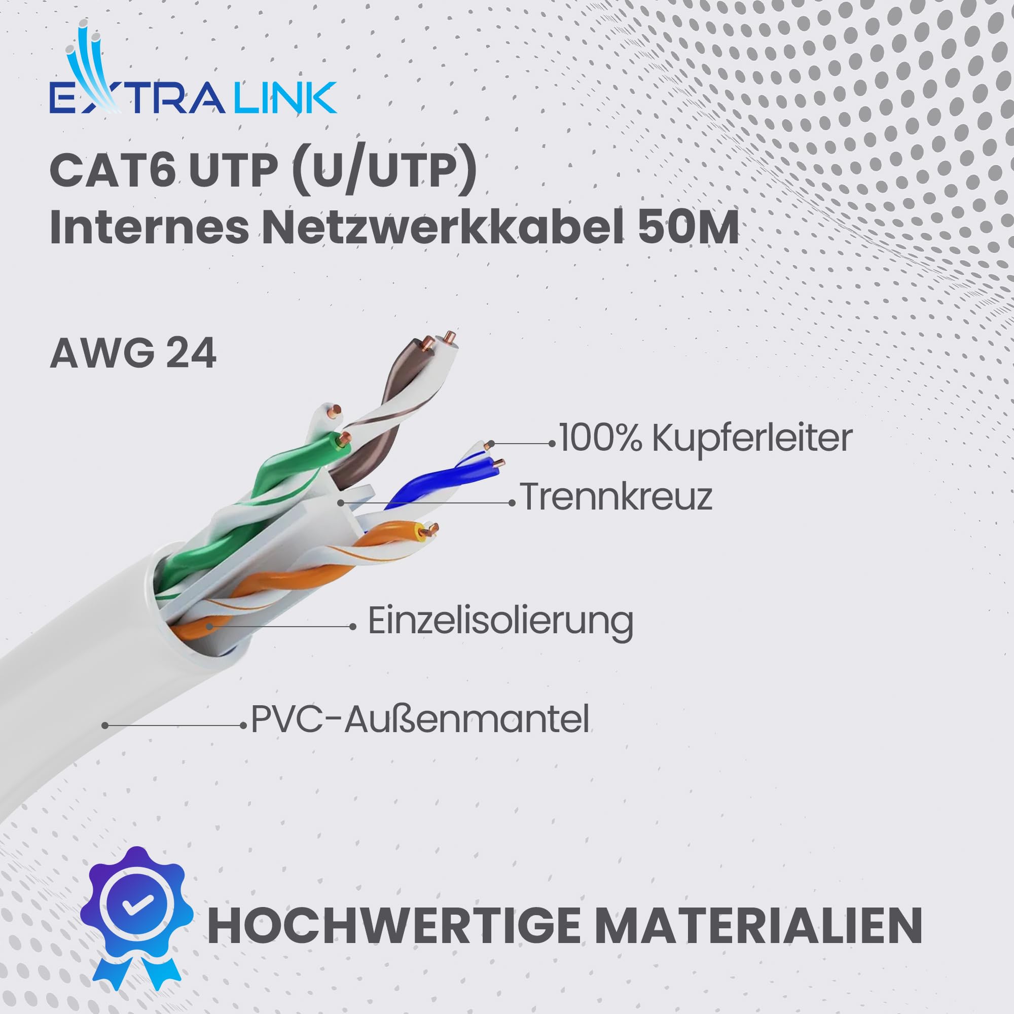 extralink-netzwerkkabel-cat6-50m-lan-verlegekabel-kupfer image 2