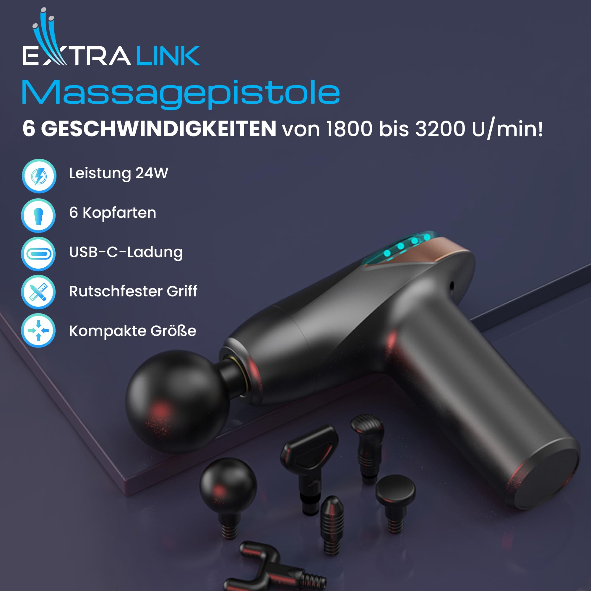 extralink-massage-gun-lite-massagepistole-3200-rpm-usb-c image 3