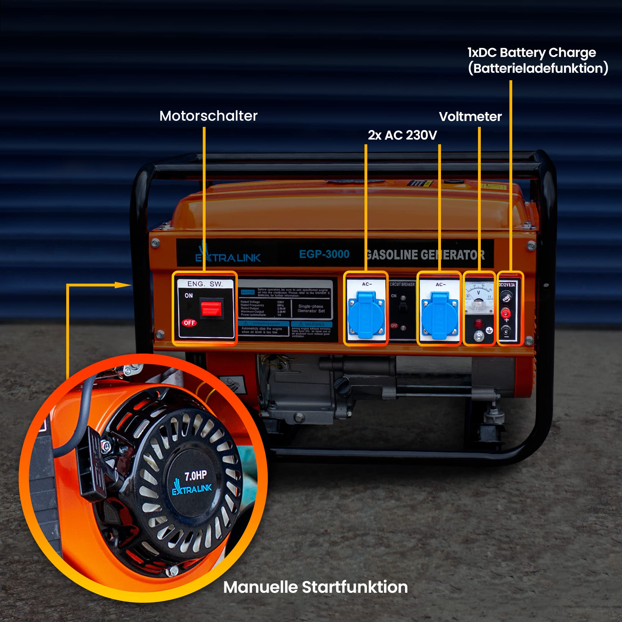 extralink-stromerzeuger-benzin-3000w-230v-egp-3000 image 7