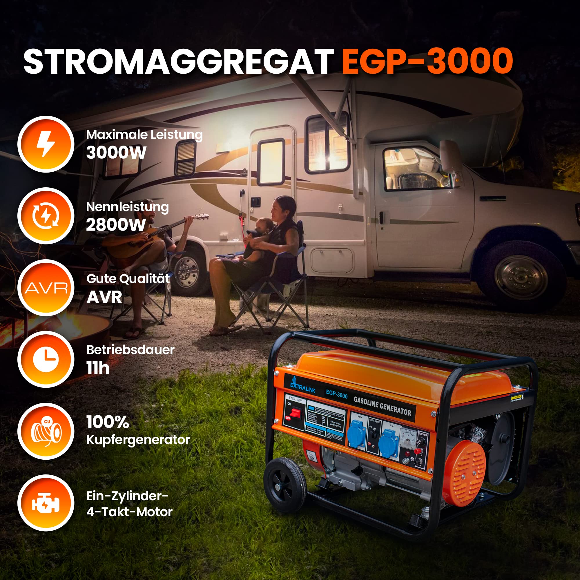 extralink-stromerzeuger-benzin-3000w-230v-egp-3000 image 2