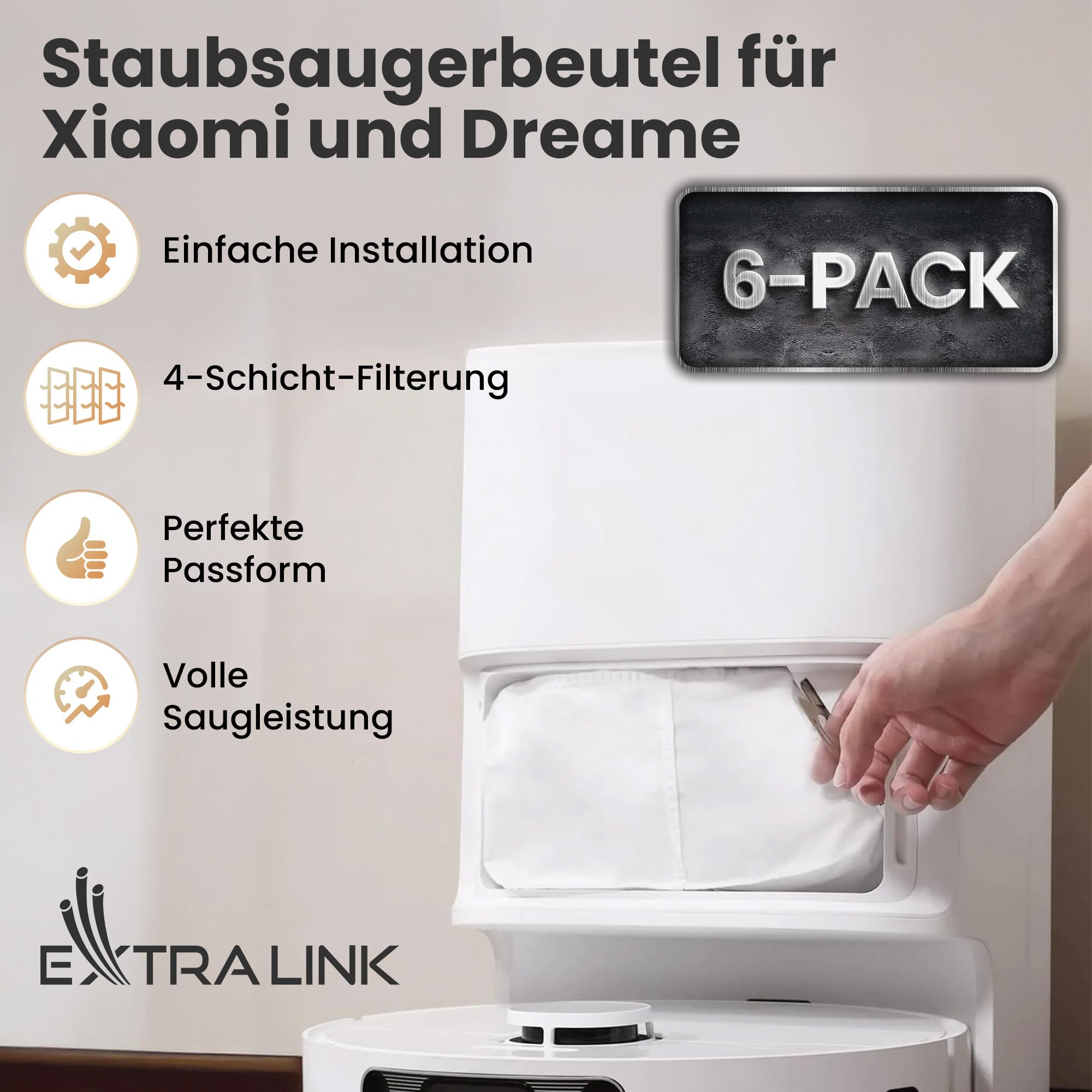 extralink-xiaomi-dreame-staubbeutel-6-st-ck-vlies image 3