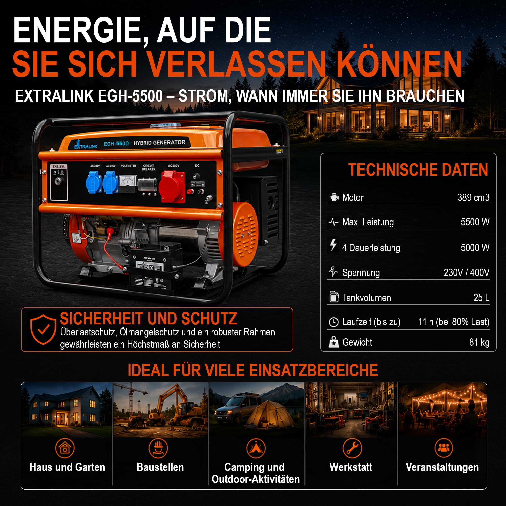 extralink-egh-5500-stromerzeuger-5500w-benzin-gas-400v image 7
