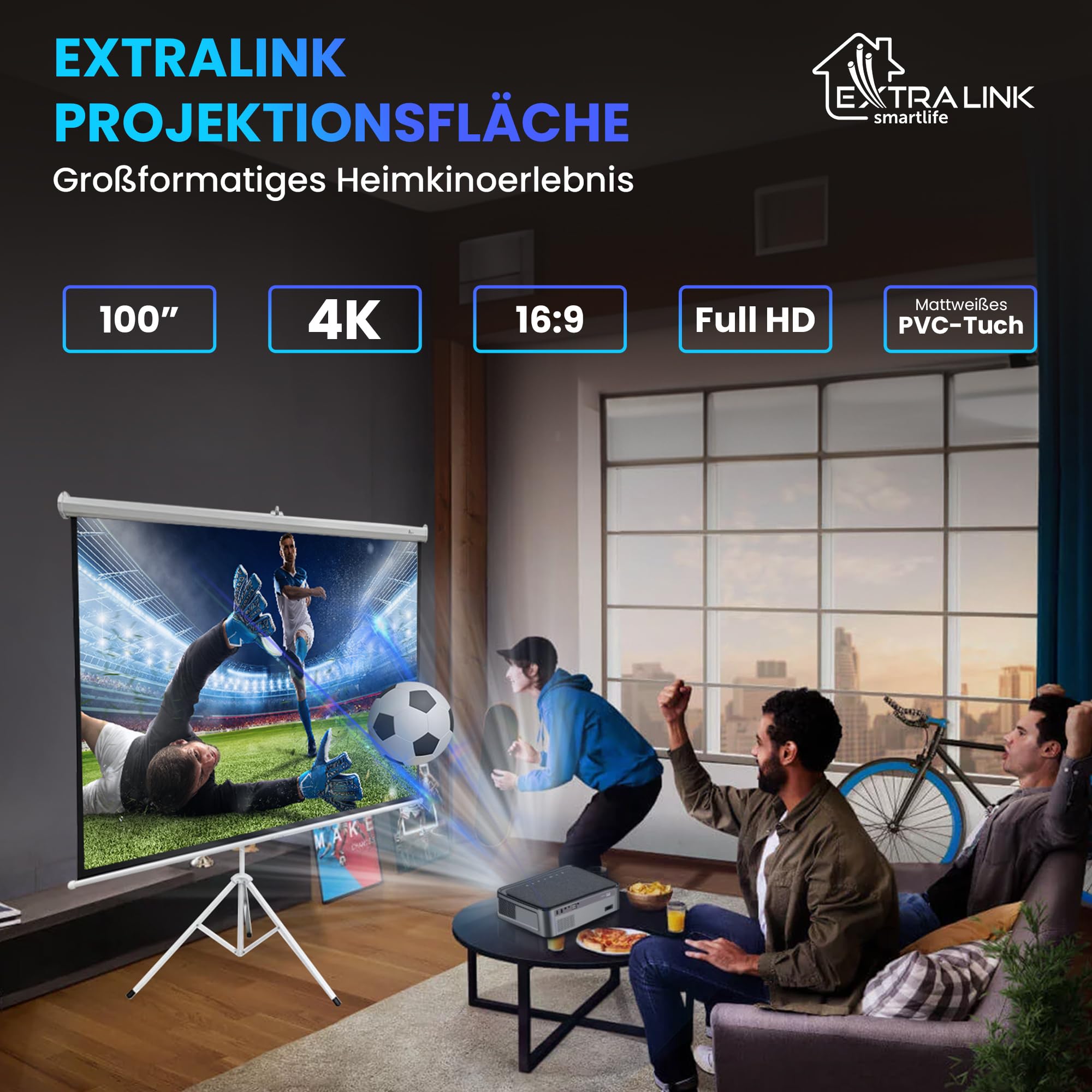 extralink-leinwand-100-zoll-16-9-rollo-221x125cm-hd image 3