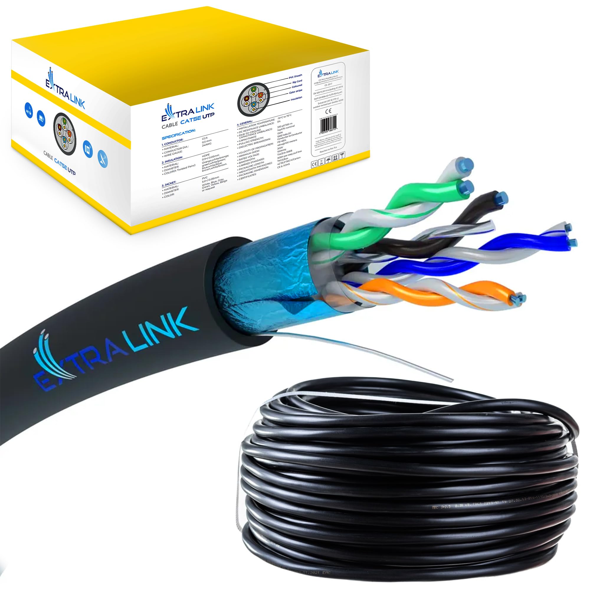 extralink-cat-5e-netzwerkkabel-f-utp-gel-305m-outdoor image 1