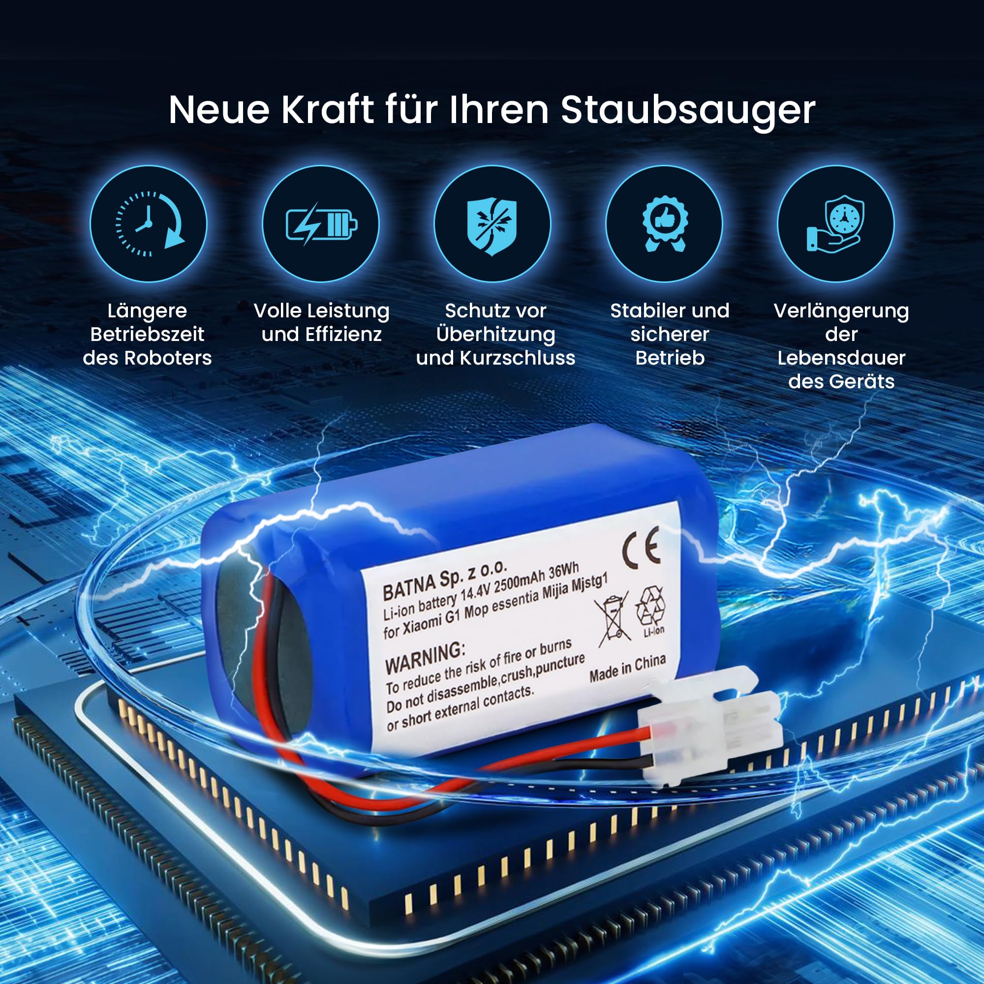 extralink-ersatzakku-xiaomi-mop-essential-2500mah-14-4v image 2