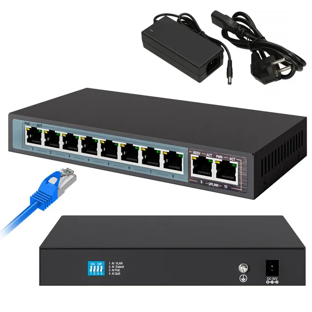 extralink-ceres-switch-8-port-poe-96w-100mb-s-unmanagebar image 1