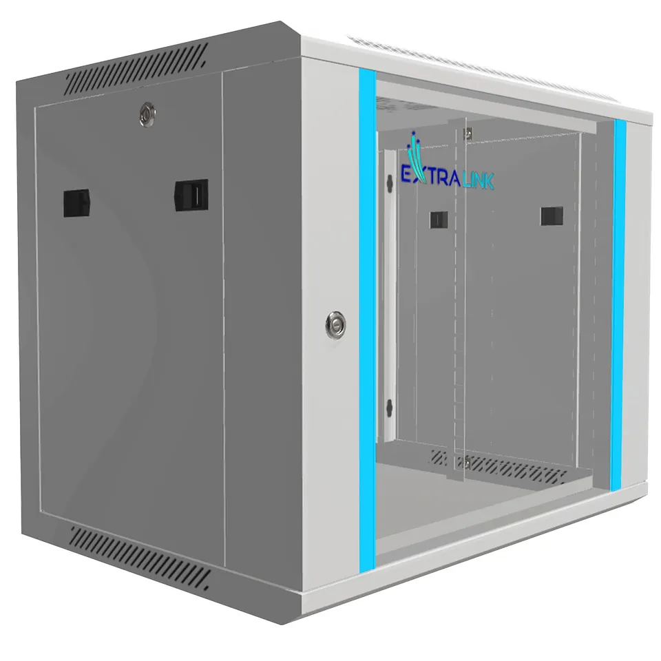 extralink-9he-netzwerkschrank-19-zoll-450mm-grau-glast-r image 1